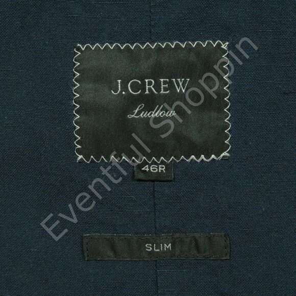 J Crew Ludlow Slim Unstructured Blazer Mens 46R Blue Mcnutt Cotton Linen Jacket - Picture 5 of 9